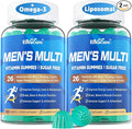 Methylated Multivitamin for Men Gummies Vegan Omega 3 CoQ10 Zinc Vitamin A C D3 K2 E B Complex Calcium Magnesium Lycopene - Liposomal Vitamins - Energy Immune Bone Brain Sugar Free 120 Cts