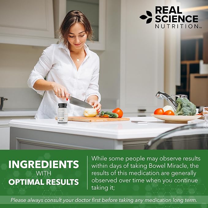 Real Science Nutrition Offers Bowel Miracle: Natural Solution for Gut Health Abdominal Discomfort Lower Bowel Formula Aiding IBS and Chronic Bloating