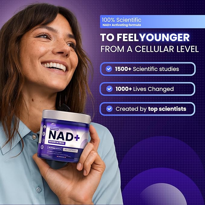 PHM NAD Resveratrol Supplement - 10000mg Extra Strength | NAD+ Liposomal Supplements for Men and Women | NMN &amp NMNH Alternative | 90 Capsules 1.5 Months Supply