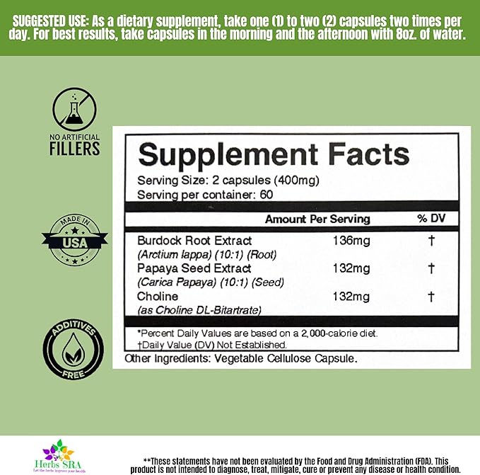 LiverControl Liver Support Supplement with Burdock Root Papaya Seed &amp Choline – Supports Liver Health and Function – 120 Vegetarian Capsules