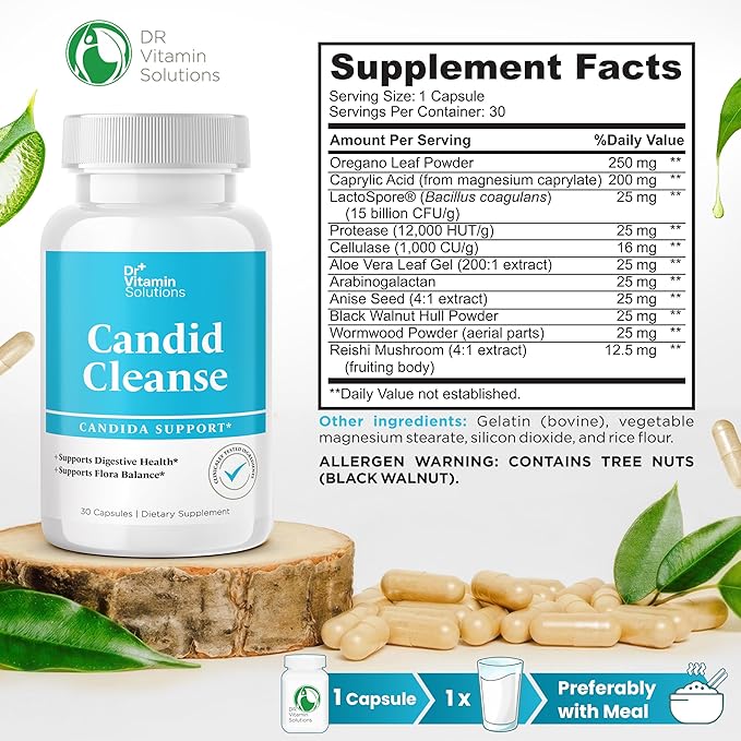 DR VITAMIN SOLUTIONS Thermogenic Fat Burner Brazilian Lean 60 Capsules and Dr. Vitamin Candida Cleanse Supplement for Men &amp Women 30 Capsules