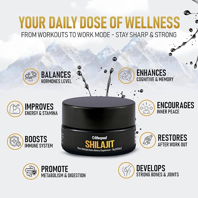 Lifecykel Pure Shilajit Resin – 15g | Wild-Harvested Mineral-Rich Shilajit Supplement for Strength | Third-Party Tested Premium Quality | Natural Flavouring