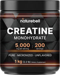 NatureBell Creatine Monohydrate Powder 1000g 5000mg Per Serving 200 Servings (2.2 lb) | Micronized Pure &amp Unflavored | Pre-Workout Muscle Support* | Keto Vegan Filler-Free