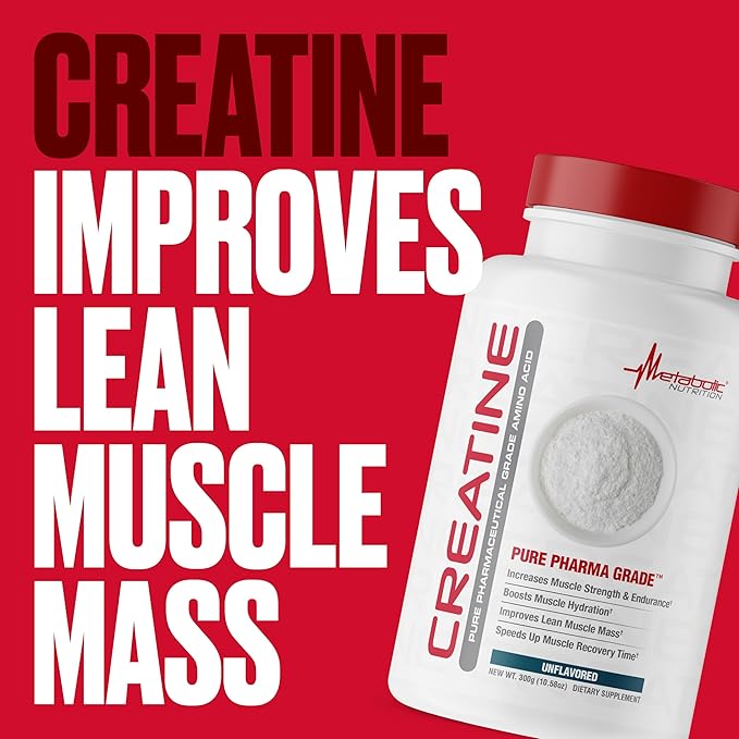 Metabolic Nutrition Creatine Monohydrate Powder 5g Unflavored for Men &amp Women - Gym Workout Nutritional Supplements for Muscle Gain Brain Health &amp Strength Building 1000g