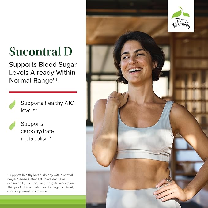 Terry Naturally Sucontral D - B-Complex &amp Folate Supplement - Carbohydrate Metabolism Support - Vitamin &amp Mineral Supplement with Zinc &amp Chromium - 60 Capsules (Pack of 3)