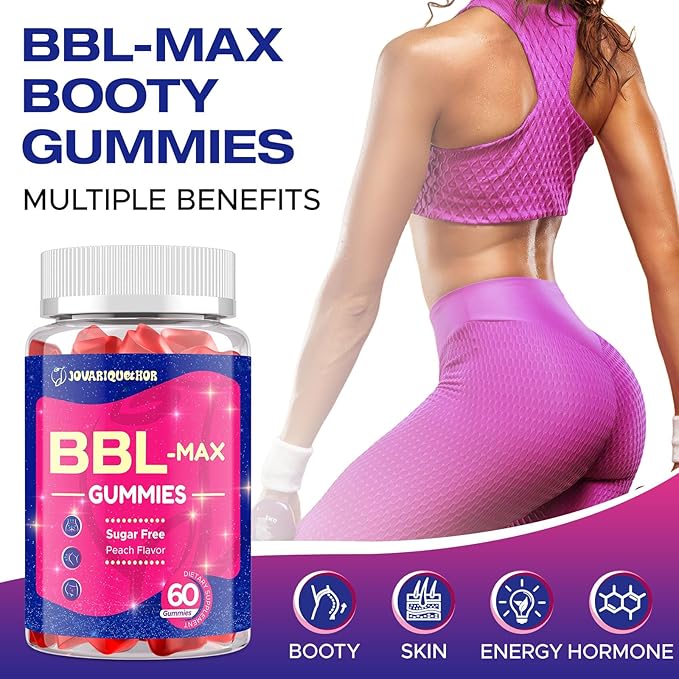 Jovariquethor Booty Gummies for Women - BBL Gummies with Multivitamins and Herbal Extracts - Peach Flavor - 120 Count