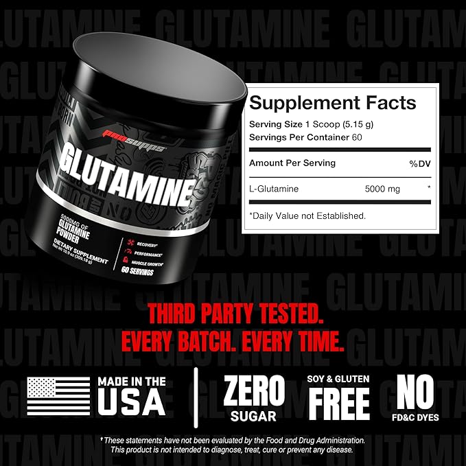 ProSupps Glutamine Powder for Men &amp Women - 5000mg L-Glutamine Workout Supplement for Muscle Recovery Immune Support &amp Gut Health - Zero Sugar &amp Carbs Gluten-Free - Unflavored 60 Servin