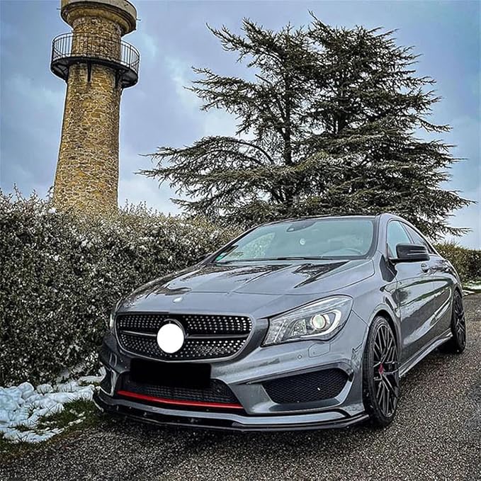 Car Front Bumper Lip Compatible for Mercedes Benz CLA Class C117 CLA200 260 CLA45 AMG 2013-2015 Spoiler Splitter Body Kits Diffuser(Color:Black)