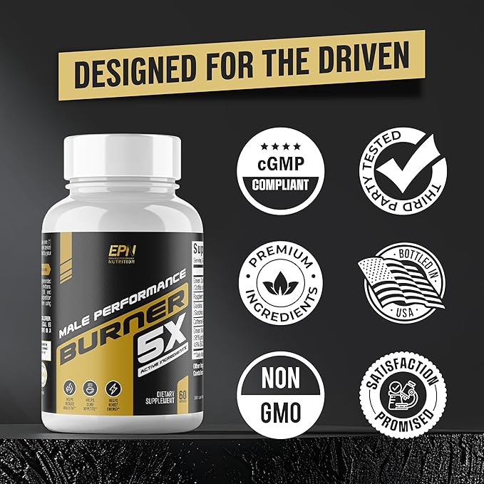 Male Performance Burner | GLP-1 Pathway Support + Fat Burner for Men | Helps Lose Weight Maintain Muscle Boost Energy | 3rd Party Tested Formula | 60 Unisex Weight Loss Pills All Adults