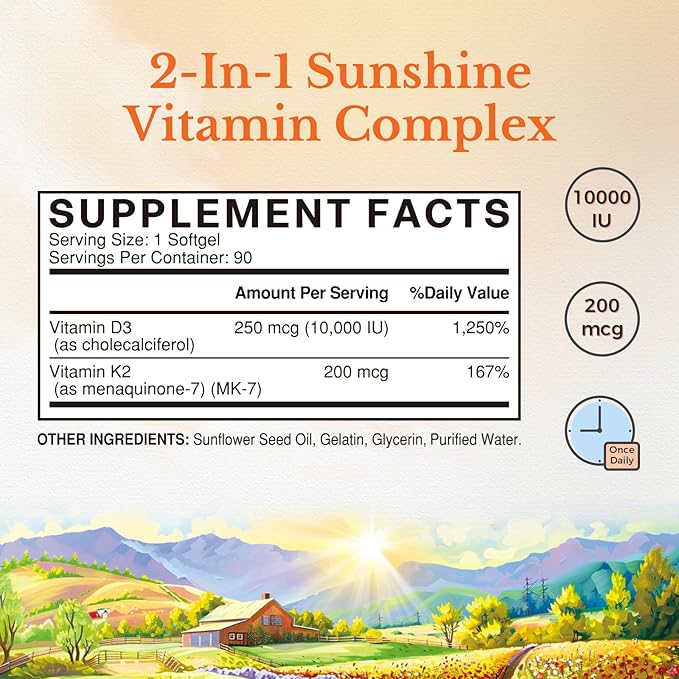 Vitalitown Probiotic + Vitamin D3 K2 Bundle (Pack of 2) | Probiotics 120 Billion CFUs (Item 1) &amp Vitamin D3 10000 IU Vitamin K2 (MK7) 200 mcg (Item 2) | 30 Probiotic Capsules &amp 90 Capsules