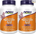 NOW Foods Supplements Hyaluronic Acid 100 mg Double Strength with L-Proline Alpha Lipoic Acid and Grape Seed Extract 120 Veg Capsules (Pack of 2)