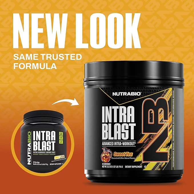 NutraBio Intra Blast Bcaa Powder Amino Acid Supplement Electrolyte &amp Hydration Blend Intra Pre Workout &amp Muscle Recovery 20g Eaa Amino Acids Powder 5g Glutamine- Sweet Tea 30 Serving