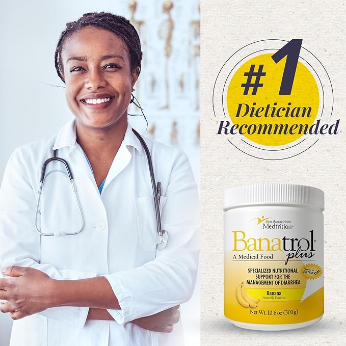 Medtrition Banatrol® Natural Anti-Diarrheal with Prebiotics Relief from Chronic Diarrhea IBS Recurring Diarrhea Clinically Supported Medical Food Non-Constipating 28 Servings (Banana)