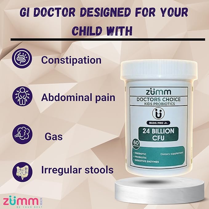 Doctors Choice Probiotic for Kids 24 Billion CFU – 7 Strains Prebiotics &amp Digestive Enzymes – DRcaps Acid-Resistant Capsules Gut Support – Vegan Non-GMO Guten Free – 60 Capsules