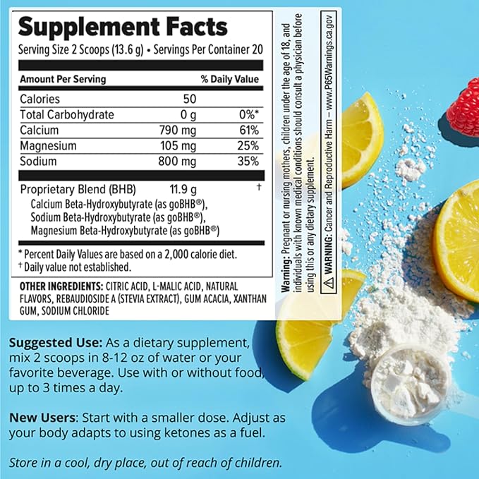 Dr. Boz - Keto BHB Powder - Raspberry Lemonade 20 Servings - Ketones Drink - Increase Energy &amp Reduce Cravings - Max Strength Dietary Supplement - Quality Tested - Made in The USA - 9.6oz (272g)