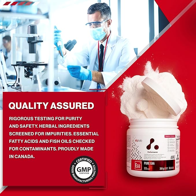 ATP LAB Pure EAA Powder 300g - Raspberry Flavor - Complete 11 EAAs Blend - L-Lysine &amp L-Methionine Supplement - Essential Amino Acids with Electrolytes for Active Living and Post-Exercise Support