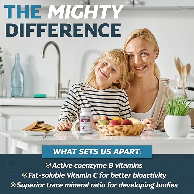 Nutri-Spec Mighty-Mins - Multivitamin for Kids with Iron in Chewable Form - for Children from 6 Months Through Adolescence - Easier to Absorb Gentle On Digestion - 240 Wafers