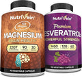 Nutrivein Premium Magnesium L-Threonate &amp Resveratrol Supplement Bundle: High-Absorption Magnesium Threonate and Resveratrol Capsules for Repair Defenses &amp Vitality
