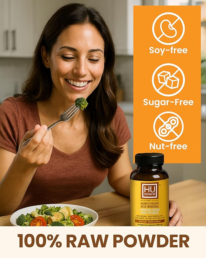 Humic &amp Fulvic Acid Supplement Capsules – Organic Plant-Based Acid Fulvic Supplement with Fulvic-Humic Mineral Blend for Detox &amp Absorption 60 ct