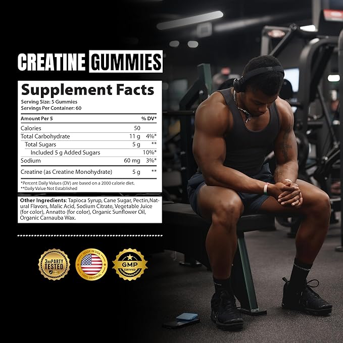 Ekkovision Creatine Monohydrate Gummies for Men and Women Orange Citrus Flavor Sugar Free Creatine Gummies for Pre Workout Muscle Strength and Recovery Vegan &amp Travel Friendly 300 Ct 60 Serv
