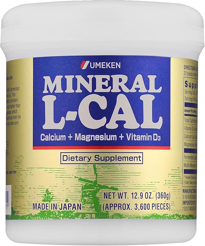 Umeken Mineral L-Cal Calcium with Vitamin D3 6 Month Supply Water Soluble Ball Format with Magnesium &amp Minerals Fast Absorbing Calcium Magnesium D3 Supplement 3600 Balls 360g Pack of 1