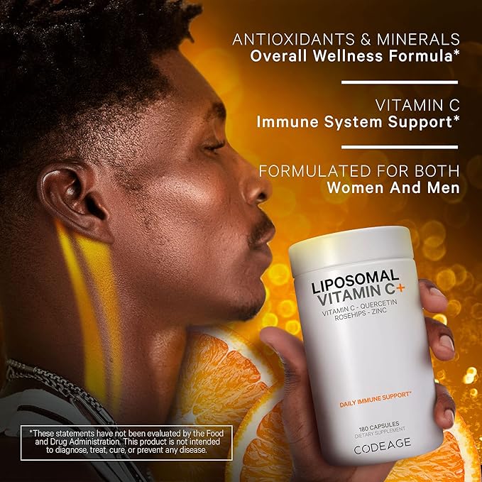 Codeage Liposomal Vitamin C 1500mg with Zinc Elderberry Citrus Bioflavonoids Grapefruit Lemon Orange Powder Quercetin &amp Rose Hips Fruit – Vegan Supplement - Non-GMO Vegan Pills - 2 Pack