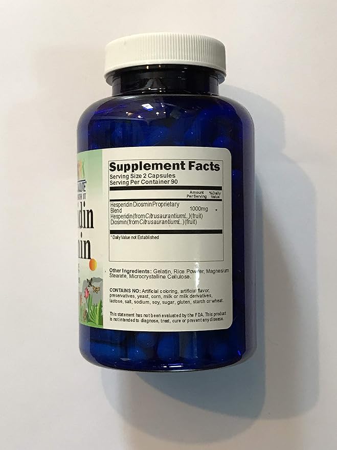 Hesperidin Diosmin 180 Capsules 50mg/450mg - (Non-GMO Gluten Free) Promotes Lymphatic Drainage &amp Supports Circulation - Made in USA - Vitamins Because