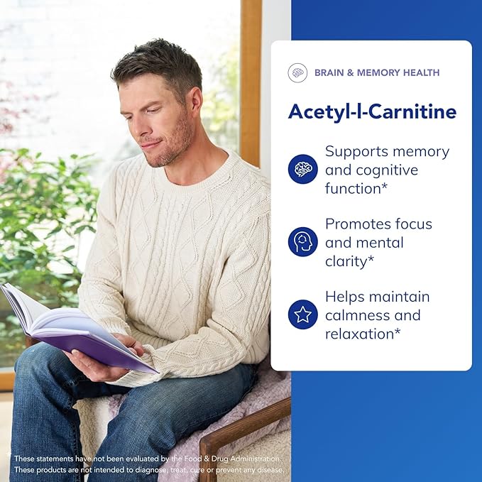 Pure Encapsulations Acetyl-L-Carnitine 500 mg - Memory &amp Brain Supplement - Brain Support &amp Focus* - Gluten Free &amp Non-GMO - 60 Capsules