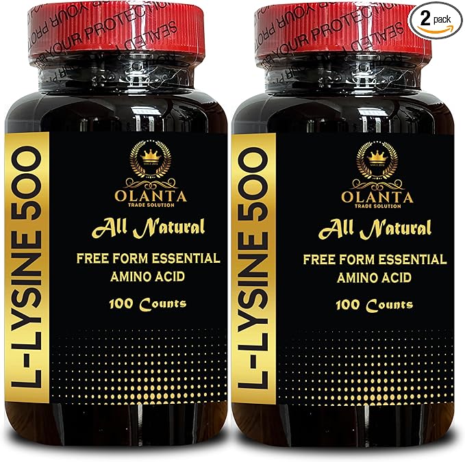 L-LYSINE 500 - Amino Acid Vitamin Supplement menopause energy supplements for women free form amino acids supplement Promotes Integrity of Skin and Lips - 2 Bottles 200 Counts