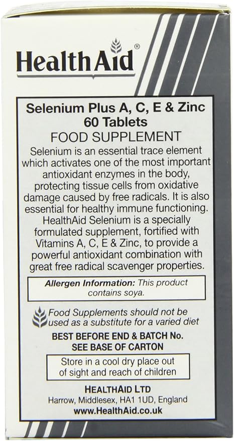 Health Aid Selenium Plus (Vitamins A C E &amp Zinc) 60 Tablets