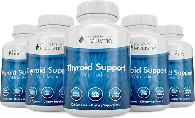 Thyroid Support Supplement with Iodine - 120 Capsules - 2 Month Supply - with L-Tyrosine B12 Magnesium Ashwagandha Kelp &amp More - Formulated for Women - Non GMO