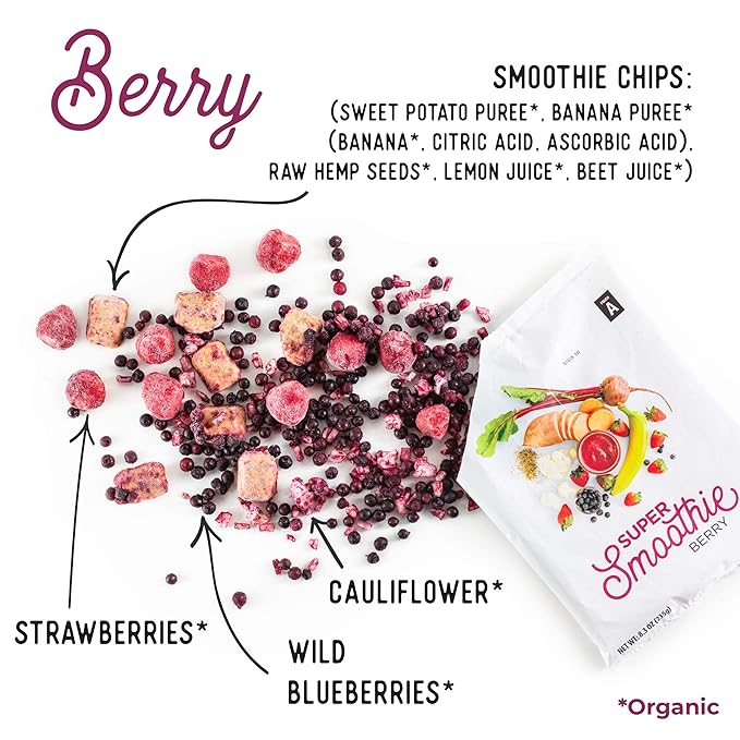 SmoothieBox - Blender Ready Frozen Smoothie Pouches - 4 Organic Flavors – Breakfast in 60 Seconds! (20 Pouches) (Variety)