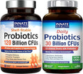 Innate Vitality Probiotic Bundle: 120B &amp 30B CFU Options with Prebiotics. Supports Gut Health Relief from Bloating &amp Gas. Delayed Release Vegan (60 Capsules)