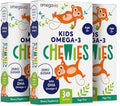 Omega 3 Chewies - Ultra-High DHA Chewables for Kids Supports Brain &amp Eye Health - Sugar-Free Natural Fruit Flavor - Kids Omega 3 Fish Oil Chewies (3 Pack)