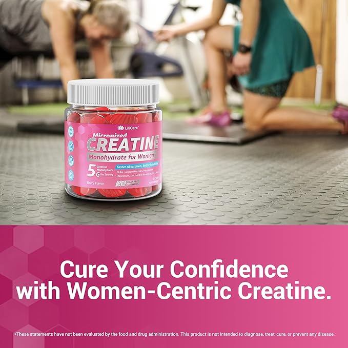 Creatine for Women Gummies Micronized Creatine Monohydrate + Myo-Inositol Collagen Peptides BCAAs Hyaluronic Acid Vitamin B6 B12 Zinc for Enërgy Föcus Hörmonal Balance Sugar Free 120 Counts