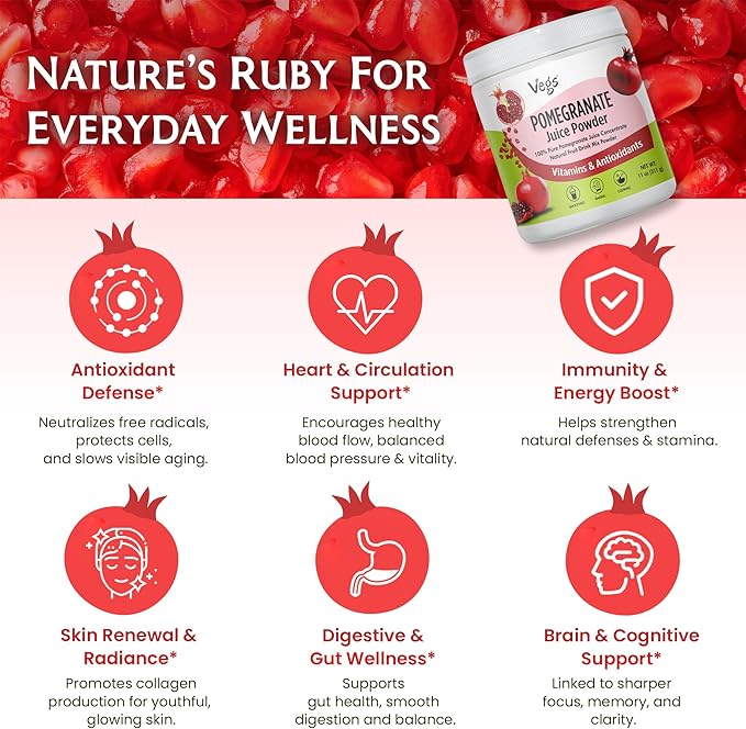 Pomegranate Juice Powder - Organic Pomegranate Fruit Juice Concentrated Antioxidants &amp Electrolytes - Instant Drink Mix Powder for Hydration Baking Flavoring Sugar Free 11 oz (Pack of 1)