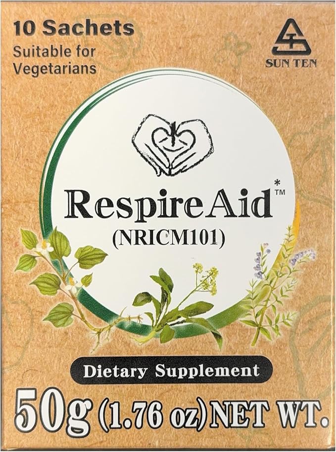 Sun Ten RespireAid™ All-Natural Lung Cleanse &amp Detox. Contains Natural Herbal Properties to Support Healthy Lung Function &amp Breathing. 50g (10 sachets) 5g per Sachet