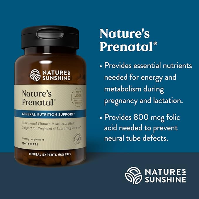 Nature's Sunshine Prenatal 120 Tablets | Prenatal Vitamin Provides a Combination of Vitamins and Minerals to Support the Nutritional Needs of Both Mother and Child