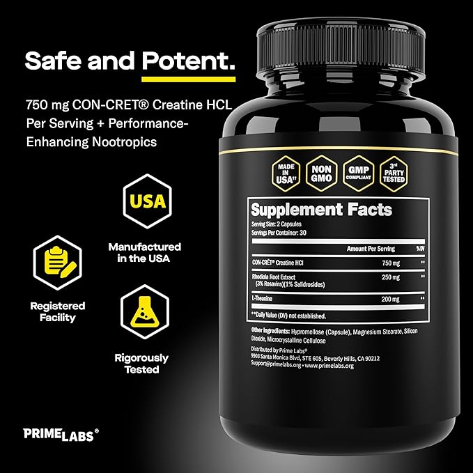Prime Labs Creatine HCl Capsules (60 ct) + L Glutamine (180 ct)
