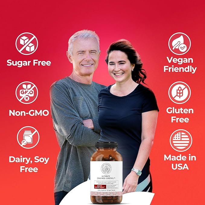 Happy Mammoth Ultimate Cravings Control – Sugar &amp Carb Cravings Support Chromium Natural Appetite Management &amp Metabolism Supplement for Adults Non-GMO No Gluten Dairy Soy or Sugar 48 C