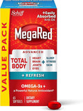 MegaRed Omega-3 Blend Total Body + Refresh 500mg Softgels (65 Count in a Bottle) Easily Absorbed Krill Oil to Support Your Heart Joints Brain &amp Eyes