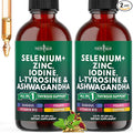 Thyroid Support Drops - Selenium Zinc Iodine L Tyrosine Ashwagandha Turmeric Schisandra Guggu Cayenne Basil - Liquid Supplement Folate Copper Alcohol -Free Vegan Non-GMO – 4 oz