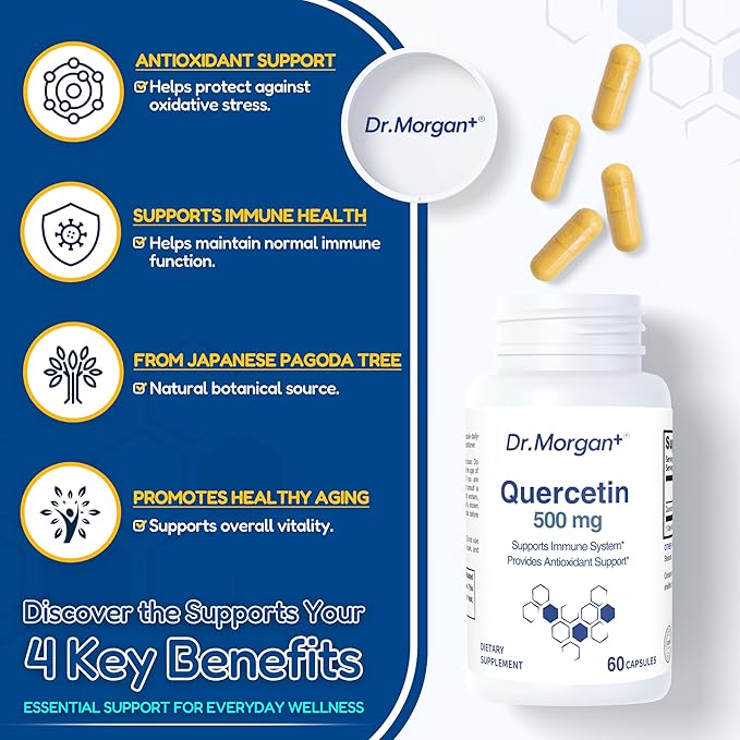 Dr. Morgan Quercetin 500mg Supplement-Bioflavonoid Antioxidant for Immune Support &amp Cellular Health-Natural Supplement-Made in Canada-60 Capsules