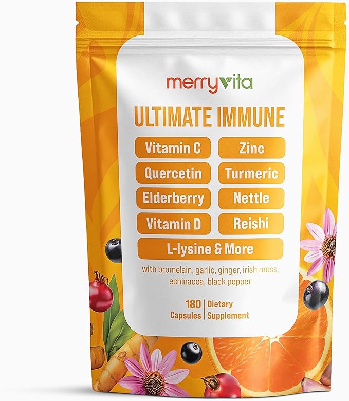 Liposomal Vitamin C 1000mg - Immune Support Supplement with Zinc Rose Hips Elderberry Quercetin Bioflavonoids - Natural Vegan Non-GMO - 180 Capsules