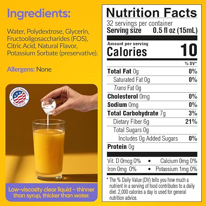 Medtrition HyFiber Liquid Fiber for Kids in Only One Tablespoon Supports Regularity and Softer Stools FOS Prebiotics for Gut Health 6 Grams of Fiber 32 Servings per Bottle 16 Fl Oz (Pack of 2)