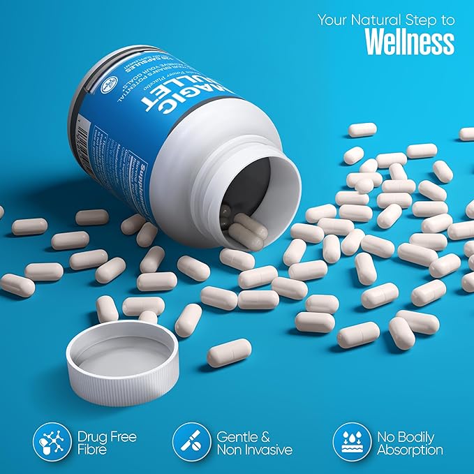 Magic Bullet Placebo Pills - 2 Pack – Happy Pills for Stress Relief – 120 White Vegan Capsules to Regain Confidence – Inert Capsules for Reaching Your Goals – Suitable for Adults Teens Men Women