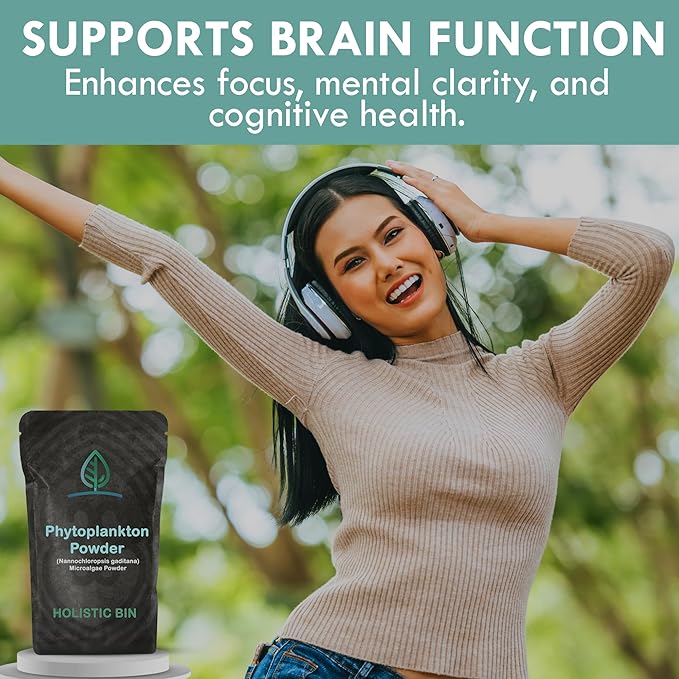 Holistic Bin Marine Phytoplankton Powder | Cultivated in Nordic Seawater | Microalgae Superfood | Natural Source of Omega-3 Chlorophyll &amp Amino Acid | Premium Marine Nutrition Supplement | 50 Gra
