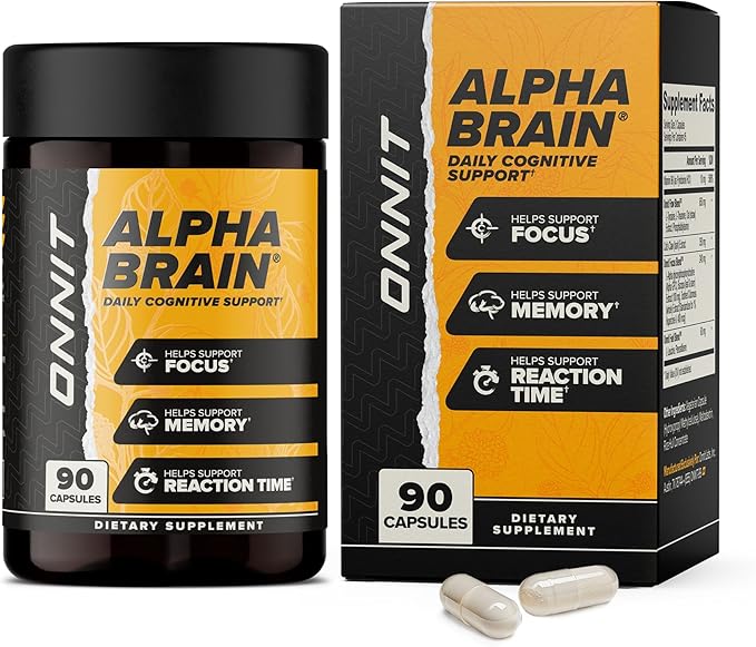 ONNIT Alpha Brain Nootropic Brain Supplement for Focus Memory Mental Clarity Cognitive Support with L-Theanine and Vitamin B6 90 Count Capsules