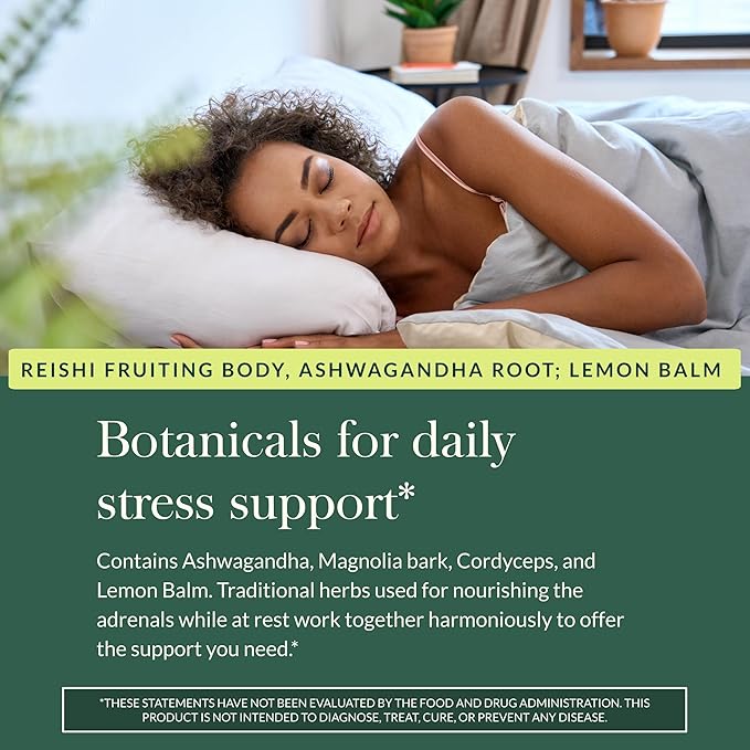 Gaia Herbs Adrenal Health Nightly Restore - Herbal Supplement with Ashwagandha Magnolia Bark Cordyceps Lemon Balm &amp More* - 120 Vegan Liquid Phyto-Caps (60 Servings)