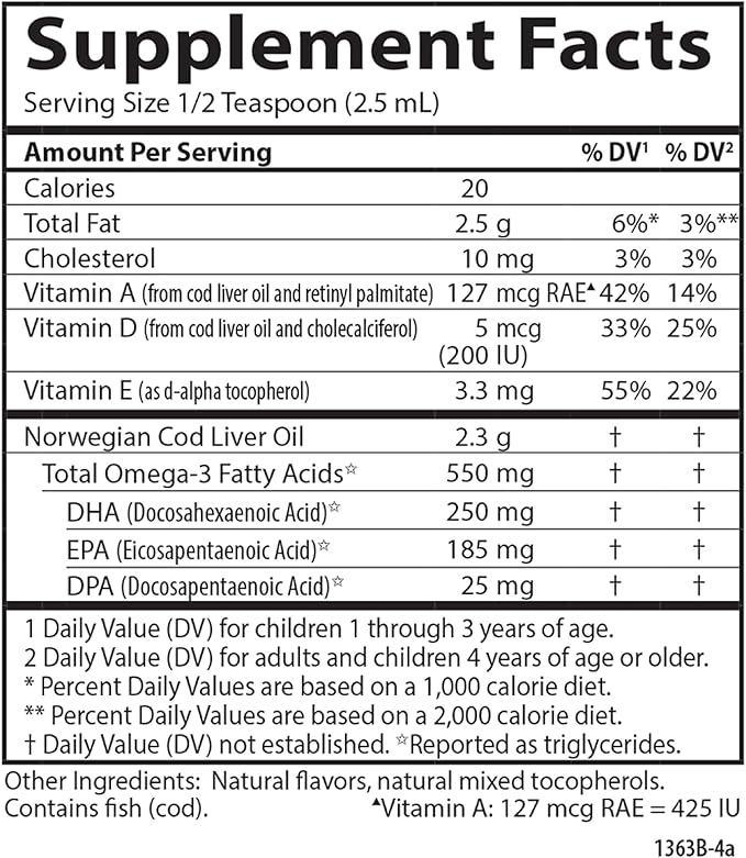 Carlson - Kid's Cod Liver Oil 550 mg Omega-3s Vitamins A &amp D3 Wild Norwegian Bubble Gum 250 mL